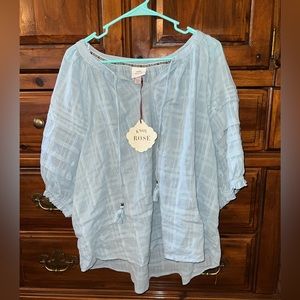 Knox Rose Light Blue Blouse- size XXL
